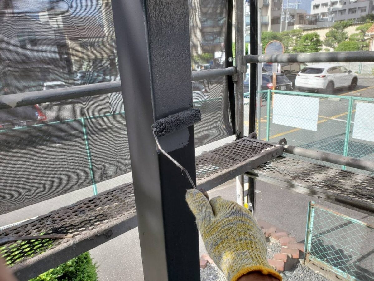 大阪府高槻市　外壁塗装工事　付帯部　手すり・柱の塗装